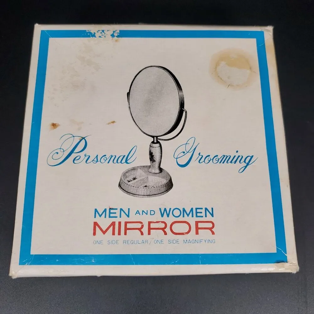 Antique Porcelain Pedestal Vanity Mirror Hand Painted Floral Victorian